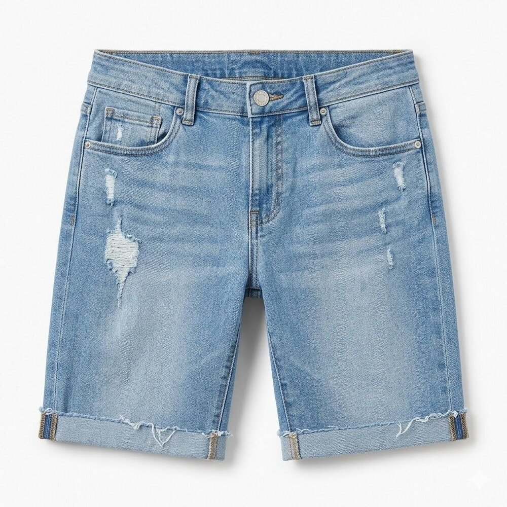 SO Brand Women’s Size 17 Distressed Bermuda Denim Shorts - medium Wash